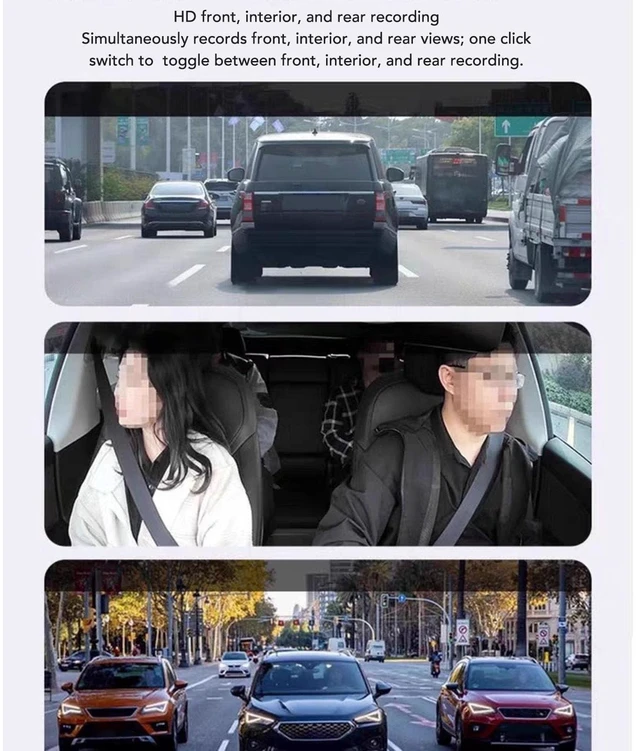 Alt view image 3 of 5 - GOWENIC Dashcam Dashboard Camera, 1080P HD Front and Rear Inside Car Dual Lens, Loop Recording, with 3.16in Display, for Vehicles, Trucks, SUVs