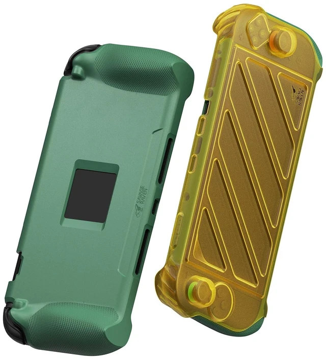 Main image of Savage Raven by Skull & Co. StandGrip Front Cover Bundle for Nintendo Switch 2: Protective Case with Textured Grips Full Protection and Hard-Shell Front Cover - Yellow/Green