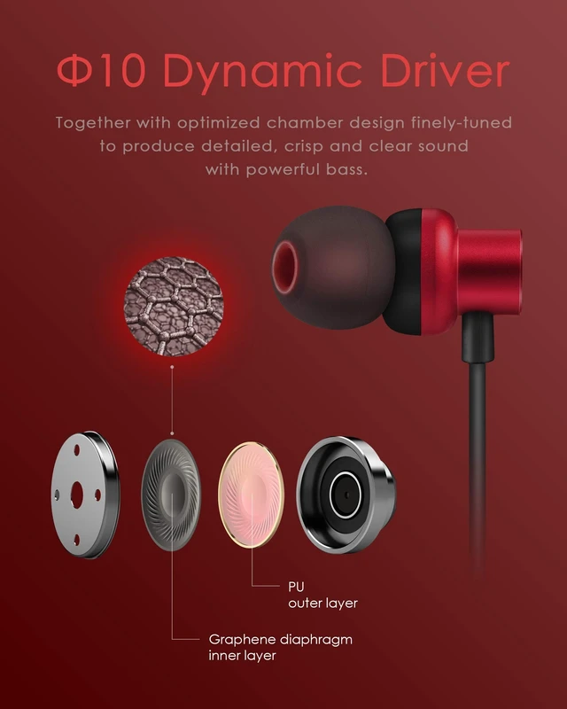 Alt view image 3 of 5 - PALOVUE Lightning Earphones Magnetic EarflowPlus Metallic Red