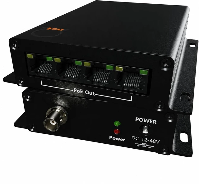 Main image of 4 RJ45 Port PoE Over Coax Ethernet Extender Converter Kit, EoC BNC IP CCTV