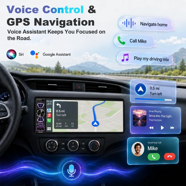 Alt view image 5 of 5 - Car Stereo Wireless CarPlay&Android Auto, 6.9" Single Din Touchscreen Radio
