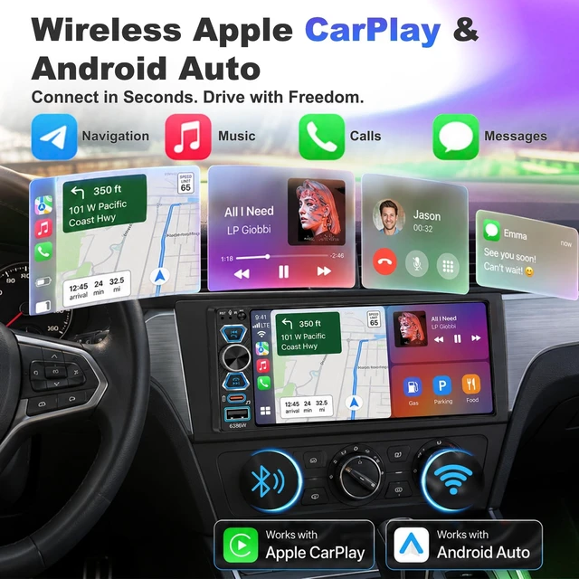 Alt view image 2 of 5 - Car Stereo Wireless CarPlay&Android Auto, 6.9" Single Din Touchscreen Radio