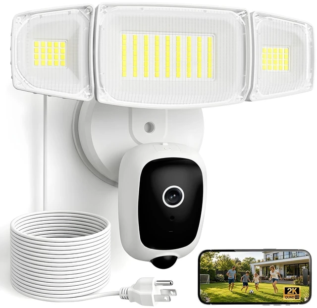 Main image of Olafus Floodlight Camera with 20FT Plug, 2K HD Outdoor Security Camera, 5500LM Motion-Activated Light Camera with Color Night Vision, 2-Way Audio & Siren, Cloud/SD Storage, Alexa & Google Compatible