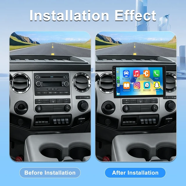 Alt view image 2 of 5 - 10in Double Din Car Stereo Radio for Ford E250 E350 2009-2014