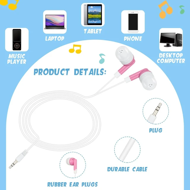 Alt view image 3 of 5 - Kigeli 1200 Packs Wired Earbuds Bulk, Colorful