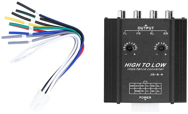 Main image of Audio Converter, 4 Channel High Low Level Frequency Filter Impedance Converter Line Input Output for Car Stereo Systems Power Amplifier Installation Vehicle Owners Auto Enthusiasts Upgrades
