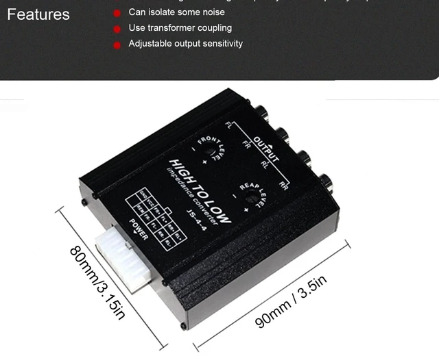 Alt view image 2 of 5 - Audio Converter, 4 Channel High Low Level Frequency Filter Impedance Converter Line Input Output for Car Stereo Systems Power Amplifier Installation Vehicle Owners Auto Enthusiasts Upgrades