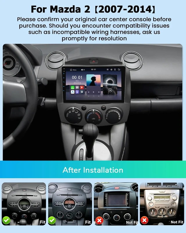 Alt view image 2 of 5 - Car Stereo for Mazda 2 2007-2014, 9" Touch Screen Radio