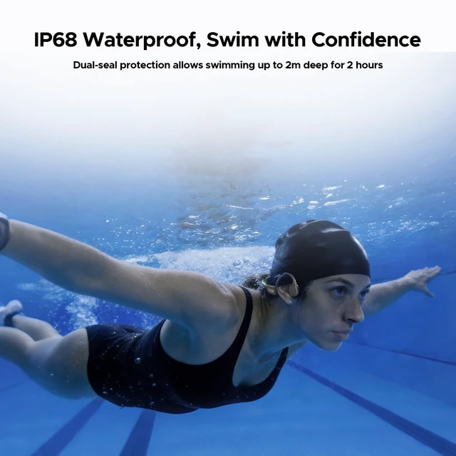 Alt view image 4 of 5 - DOOGEEEco Open-Ear IP68 Waterproof Swimming Headphones with Light Strip