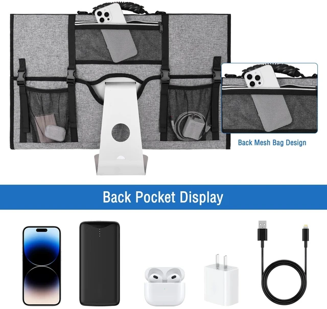 Alt view image 5 of 5 - MOSISO Monitor Carrying Case, 24 inch Padded Monitor Travel Bag Cover Case