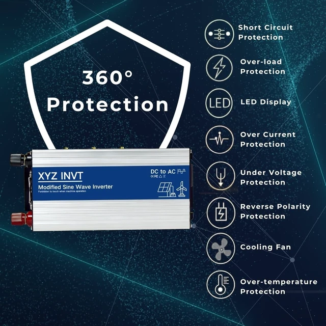 Alt view image 3 of 5 - XYZ INVT 800W Power Inverter 12V DC to 110V 120V AC
