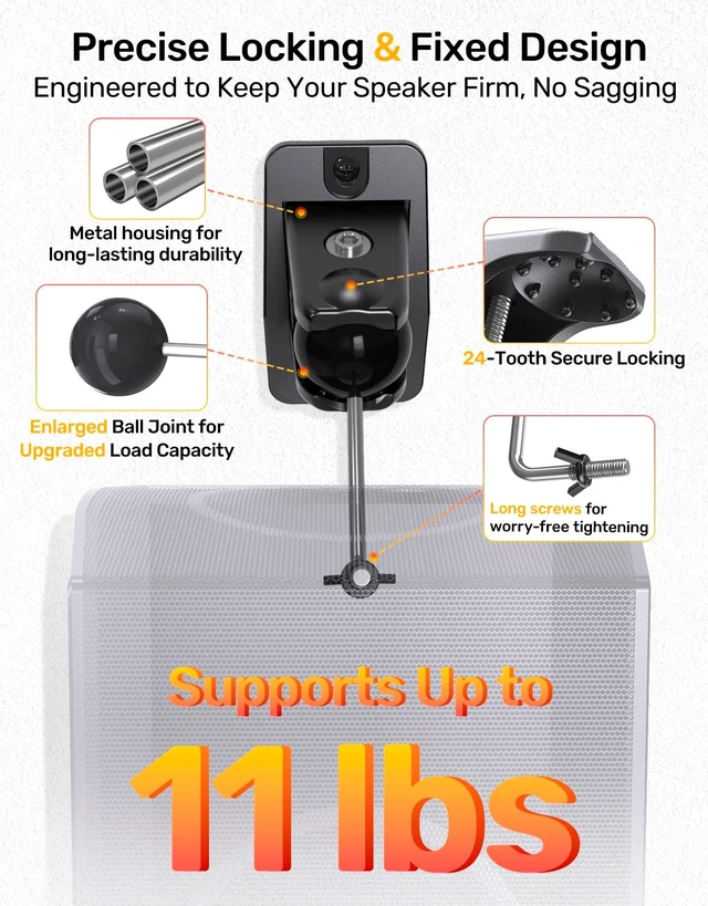 Alt view image 4 of 5 - Ceiling Speaker Mount for Rear Surround Sound Satellite, Adjustable, 2-Pack