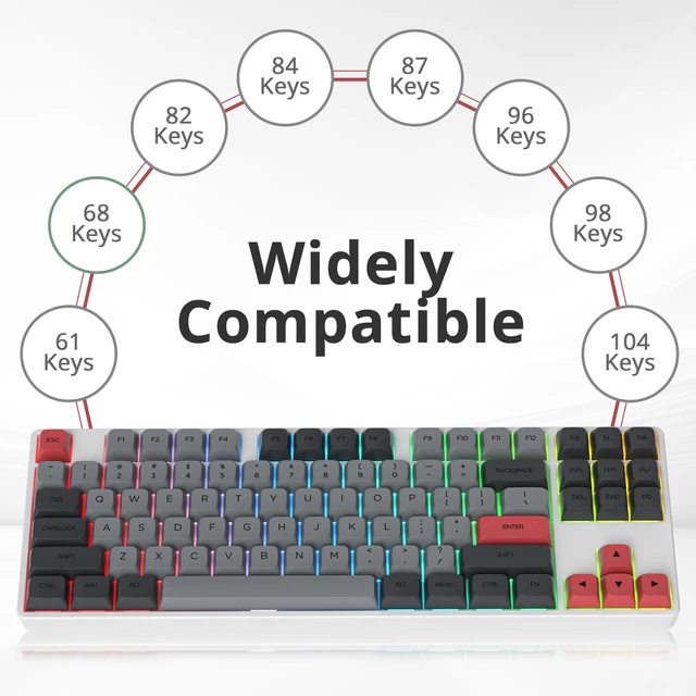Alt view image 3 of 5 - Fogruaden PBT Keycaps 134 Key Dark Grey Keycaps,Custom Keycaps, XDA Profile Cute Keycap for Mechanical Keyboard