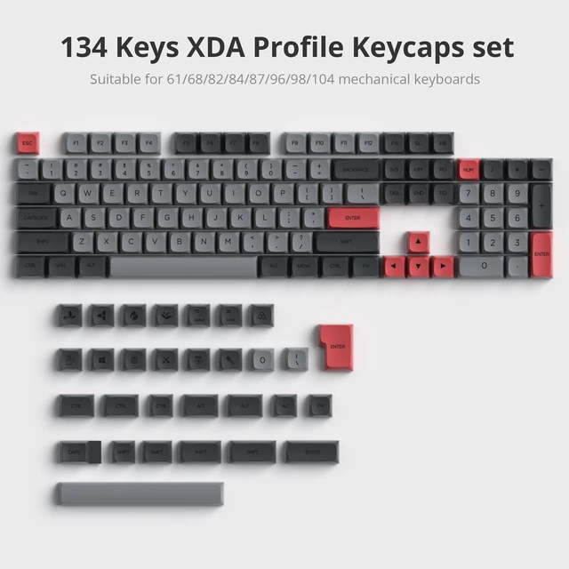 Alt view image 2 of 5 - Fogruaden PBT Keycaps 134 Key Dark Grey Keycaps,Custom Keycaps, XDA Profile Cute Keycap for Mechanical Keyboard