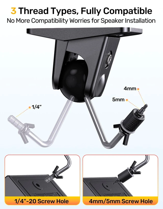 Alt view image 2 of 5 - Ceiling Speaker Mount for Rear Surround Sound Satellite, Adjustable, 2-Pack