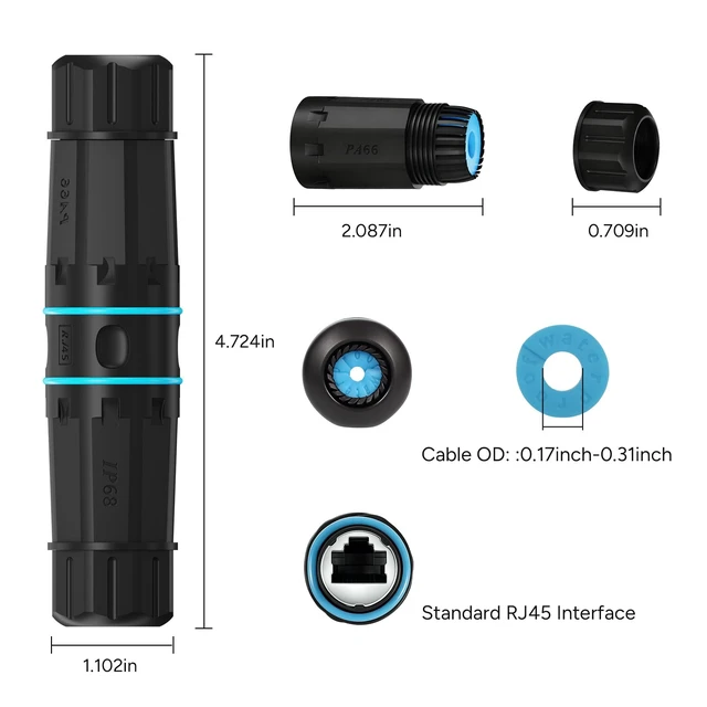 Alt view image 2 of 5 - IP68 Waterproof RJ45 Coupler,10 Pack Shielded CAT6/CAT5E/CAT5 Female to Female Ethernet Coupler Connector,PA66 Nylon for Outdoor Network Extender/LAN Cables/ PoE Camera /CCTV/ Bullet Cam Surveillance