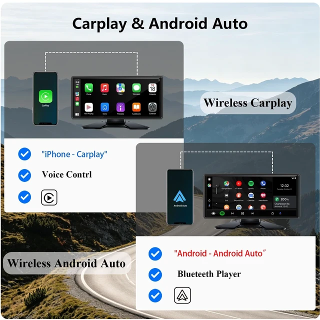 Alt view image 2 of 5 - RV Backup Camera System with CarPlay & Android Auto, RVInWest 10.36" Touchable Monitor with Mirror Link DVR Recording + 4 AHD 1080P IP69K Waterproof Night Vision Camera for RV Truck Trailer Bus