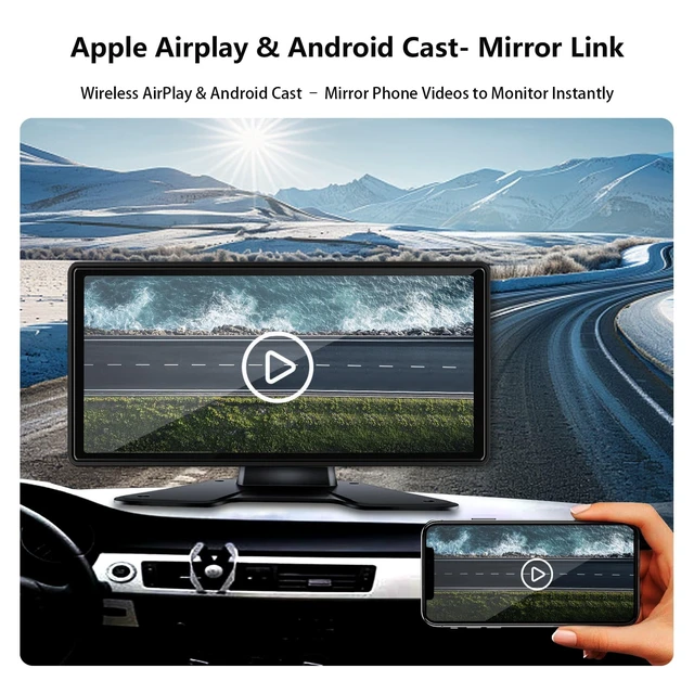 Alt view image 4 of 5 - RV Backup Camera System with CarPlay & Android Auto, RVInWest 10.36" Touchable Monitor with Mirror Link DVR Recording + 4 AHD 1080P IP69K Waterproof Night Vision Camera for RV Truck Trailer Bus