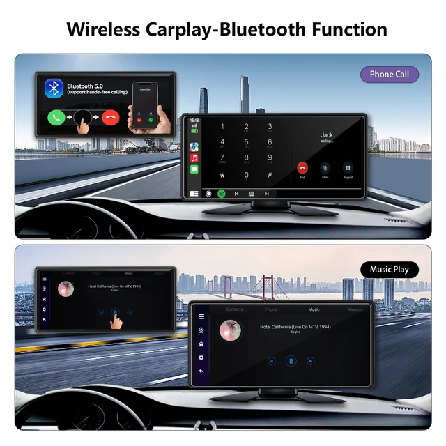 Alt view image 5 of 5 - RV Backup Camera System with CarPlay & Android Auto, RVInWest 10.36" Touchable Monitor with Mirror Link DVR Recording + 4 AHD 1080P IP69K Waterproof Night Vision Camera for RV Truck Trailer Bus