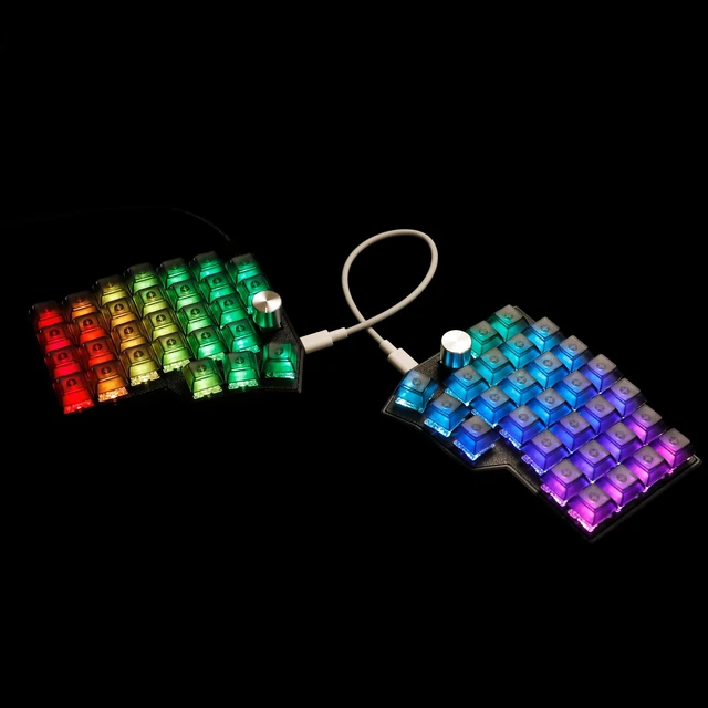 Alt view image 3 of 5 - YMDK BORNE Knob Corne46 Layout 58 Keys Ergonomic Wired Hot-swap Split MX Mechanical Keyboard South RGB QMK Vial Programmable