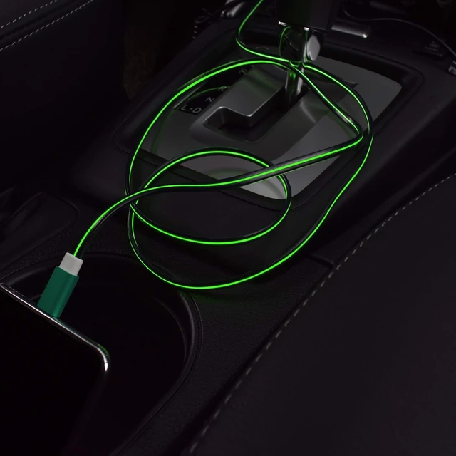 Alt view image 2 of 5 - Cubilux Glowing USB C Car Charge Cable for iPhone 15+/15 Pro Max,iPad Pro 11/12.9, Light Up Type C Fast Charging Cord Compatible with Samsung S23/S22/S21 Pixel 8/7/6 Pro, Android Phones, 2FT-Gre