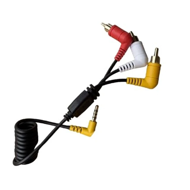 Alt view image 3 of 4 - MINI DVR Recording Cable, 3.5mm to 3 RCA Coiled AV Cord, 4-Pole TRRS Video + Stereo Audio, Tested for Mini DVR, Fits DV Camcorders with 3-Color RCA Output, Retro Y2K Plug & Play