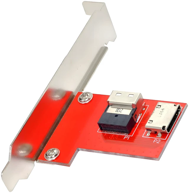 Main image of NGFF PCI-Express PCI-E 4.0 SAS Slimline SFF-8654 Female to Oculink SFF-8612 SFF-8611 Female Adapter PCBA Reversible with 12cm Bracket