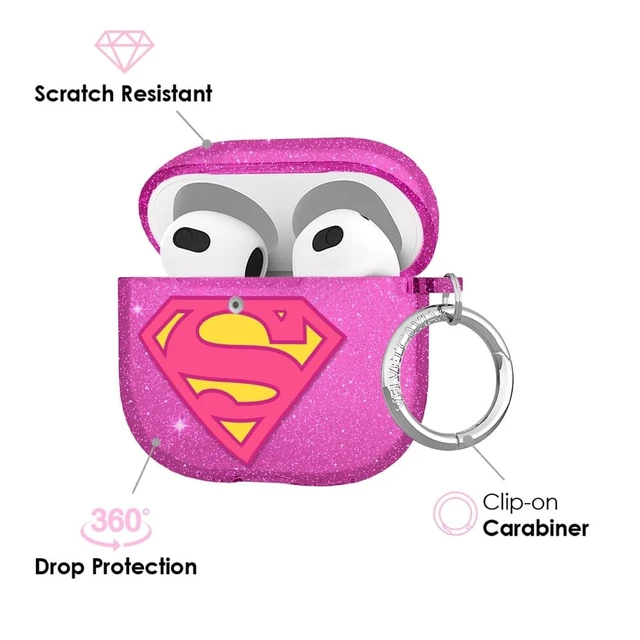 Alt view image 3 of 5 - VELVET CAVIAR for AirPods 5 / AirPods 4 Case (2026/2024) - Cute Protective Hard Cover with Keychain - Supergirl Purple Stardust Glitter