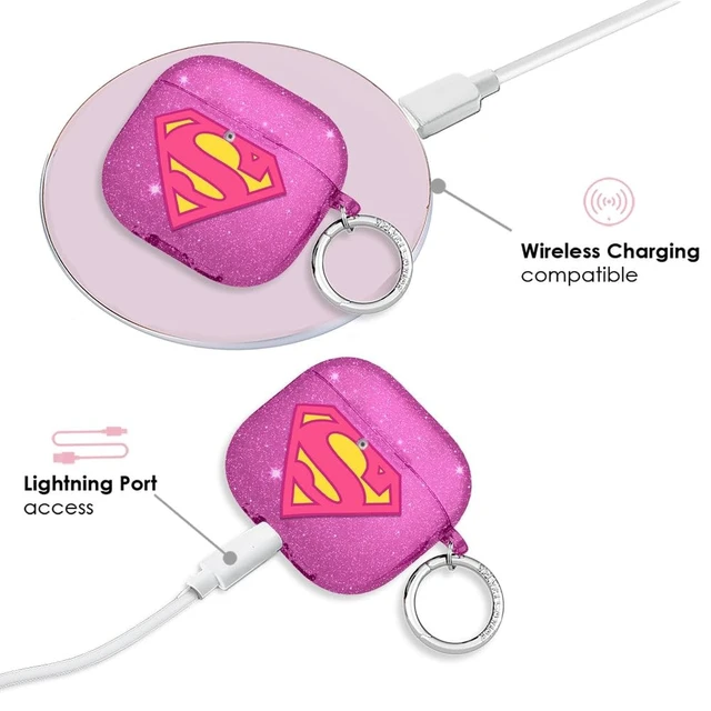 Alt view image 4 of 5 - VELVET CAVIAR for AirPods 5 / AirPods 4 Case (2026/2024) - Cute Protective Hard Cover with Keychain - Supergirl Purple Stardust Glitter