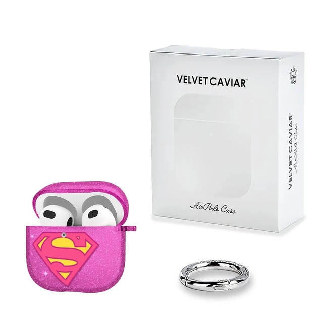 Alt view image 5 of 5 - VELVET CAVIAR for AirPods 5 / AirPods 4 Case (2026/2024) - Cute Protective Hard Cover with Keychain - Supergirl Purple Stardust Glitter