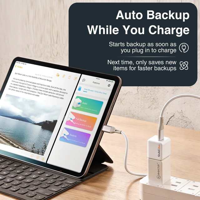Alt view image 4 of 5 - Maktar Qubii Duo USB-C Auto Backup Cube for iPhone + 256GB microSD Card ^^ Photo & Video Backup to MicroSD ^^ MFi Certified ^^ iPhone 15/16/17 & USB-C iPad ^^ Subscription-Free iCloud Alternative ^^ G