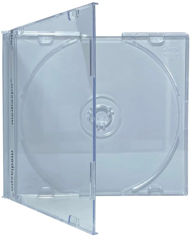 Main image of mediaxpo Premium Slim Super Clear Jewel Cases - Protect and Showcase Your CDs - Slim CD Case for Space-Saving Storage (Pack of 50)
