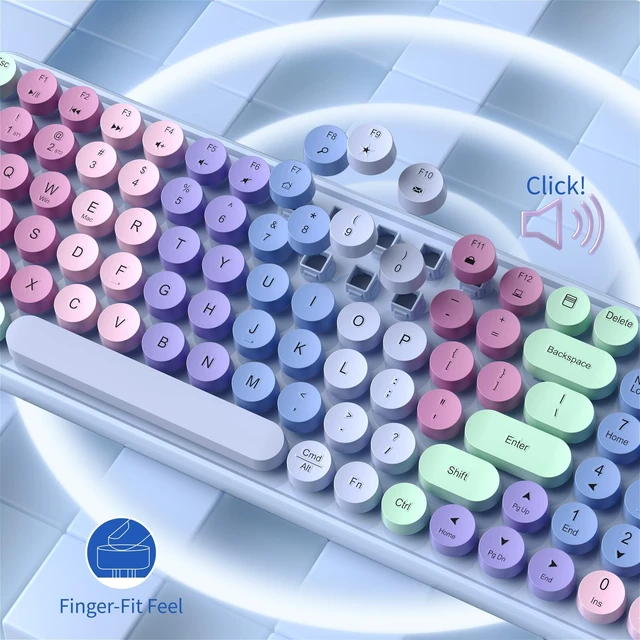 Alt view image 5 of 5 - COVEVA Colorful Wireless Bluetooth Keyboard (Rainbow Purple)