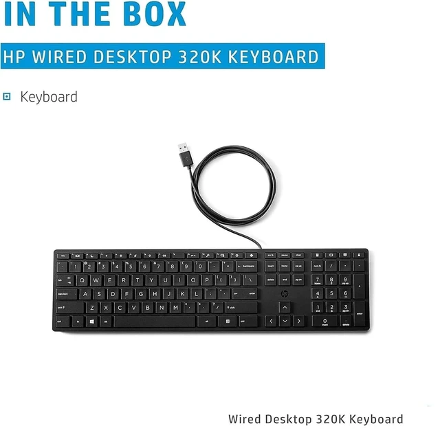 Alt view image 5 of 5 - Bulk Lot of 10 HP Wired Desktop 320K Keyboards Durable, Ergonomic Design ^^ Perfect for Offices, Schools & Enterprises (Pack of 10)