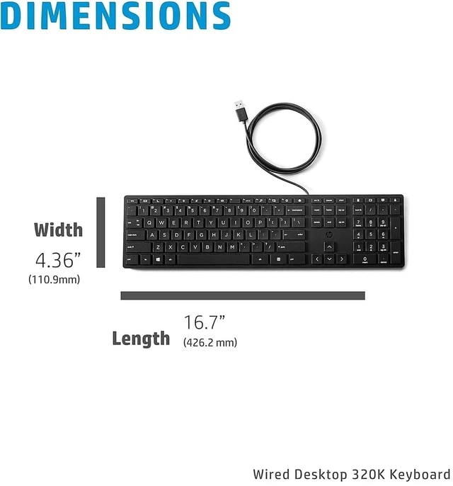 Alt view image 4 of 5 - Bulk Lot of 10 HP Wired Desktop 320K Keyboards Durable, Ergonomic Design ^^ Perfect for Offices, Schools & Enterprises (Pack of 10)