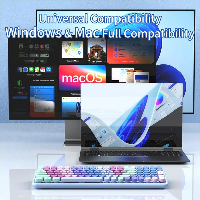 Alt view image 3 of 5 - COVEVA Colorful Wireless Bluetooth Keyboard (Rainbow Purple)