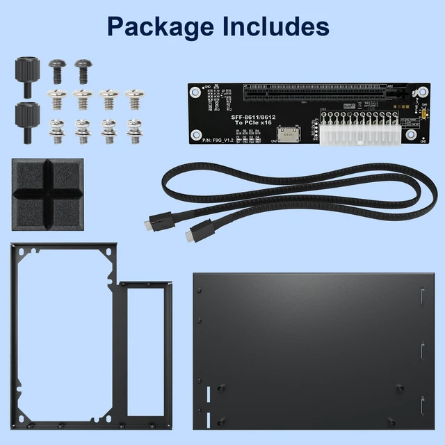 Alt view image 5 of 5 - OCuLink eGPU Dock, PCIe 4.0 x4 64Gbps 39.4 in SFF-8611 Cable SFF-8612 8311 PCIe x16 OCuLink eGPU External GPU Enclosure, External GPU Dock for Laptop Mini PC External Graphics Card
