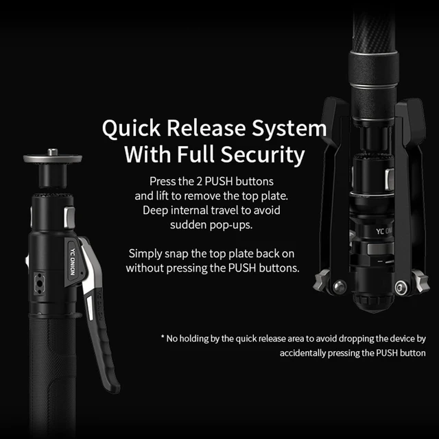 Alt view image 2 of 5 - YC Onion Pineta Pro Carbon Fiber Monopod with Pedal Base, Lightweight Travel Monopod Light Stand with Quick Release Plate for Sony Canon Nikon Fuji DSLR Cameras, Gimbal and etc Max Load 11lb/5Kg
