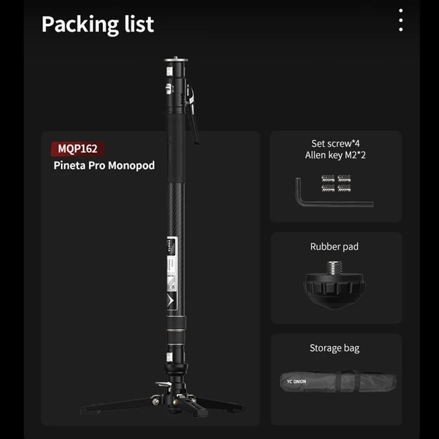 Alt view image 4 of 5 - YC Onion Pineta Pro Carbon Fiber Monopod with Pedal Base, Lightweight Travel Monopod Light Stand with Quick Release Plate for Sony Canon Nikon Fuji DSLR Cameras, Gimbal and etc Max Load 11lb/5Kg