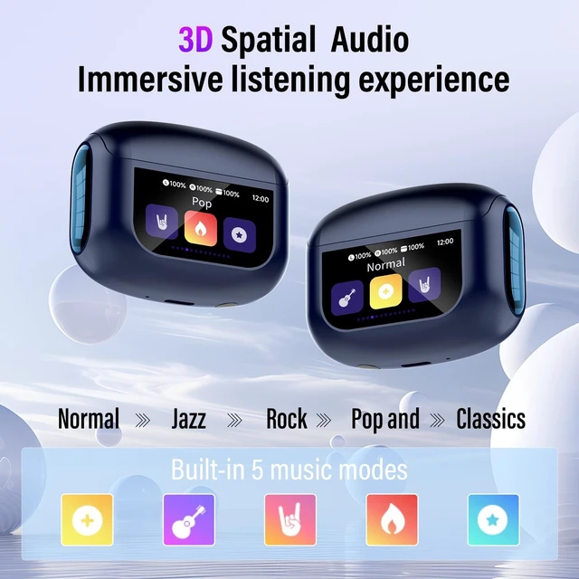 Alt view image 5 of 5 - Active Noise Cancelling Ear Buds 48H Wireless Earbuds with Touch Screen