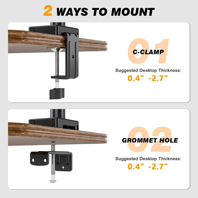 Alt view image 4 of 5 - TVON Single Monitor Stand & Monitor Arm Desk Mount up to 35 Inches