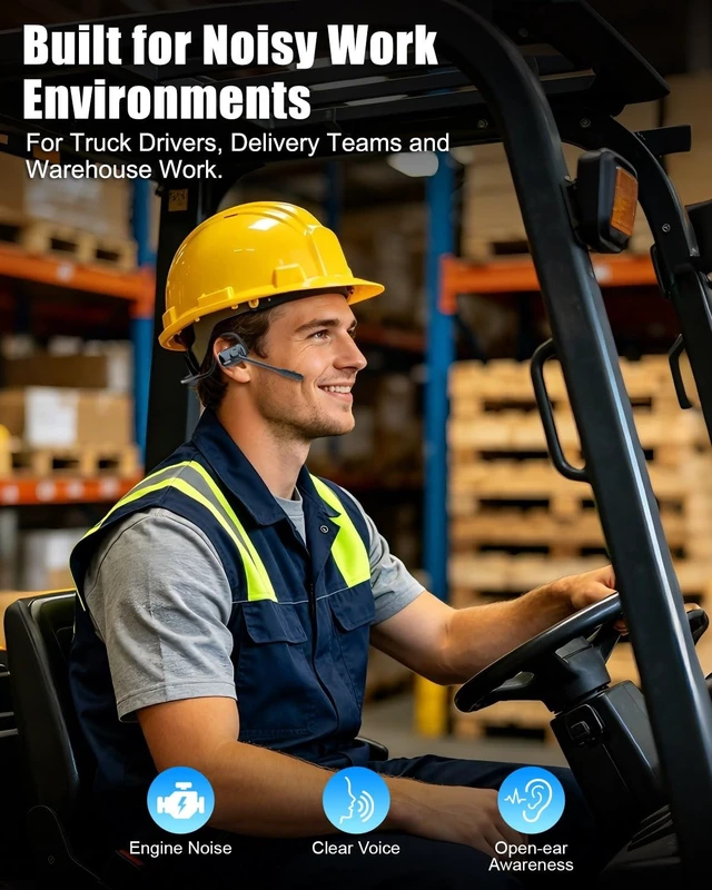 Alt view image 2 of 5 - ZGUKJ Open Ear Bluetooth Headset with Mic for Truckers Work Calls Running