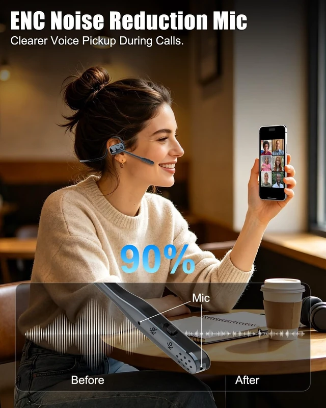 Alt view image 3 of 5 - ZGUKJ Open Ear Bluetooth Headset with Mic for Truckers Work Calls Running