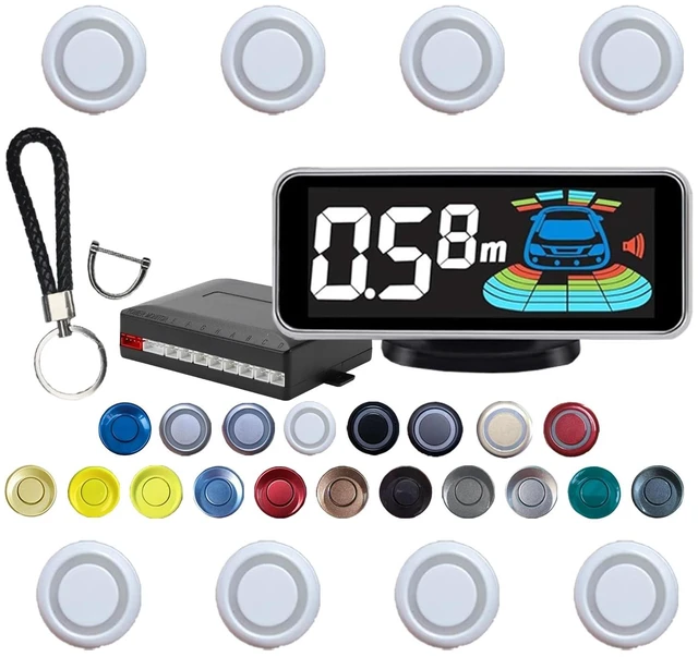 Main image of SANDETOUN Backup Parktronic System 8-Sensor with LCD Display & Car Keychain,Distance Detection (Meter/Feet),English/Spanish/Beep Alert Options 20 Color Probes:8 Main Colors 20mm Compact Elegant Design