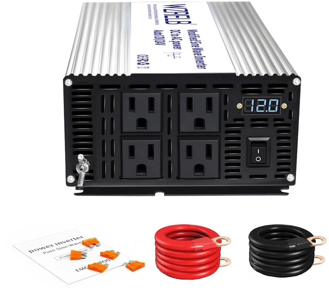 Main image of Dual Input Voltage 12V/24V Power Inverter 1800W, 90% High Efficiency Modified Sine Wave DC to 120V AC Inverter with LED Display, 4 AC Outlets for Truck RV Camping Home Emergency Backup Off-Grid