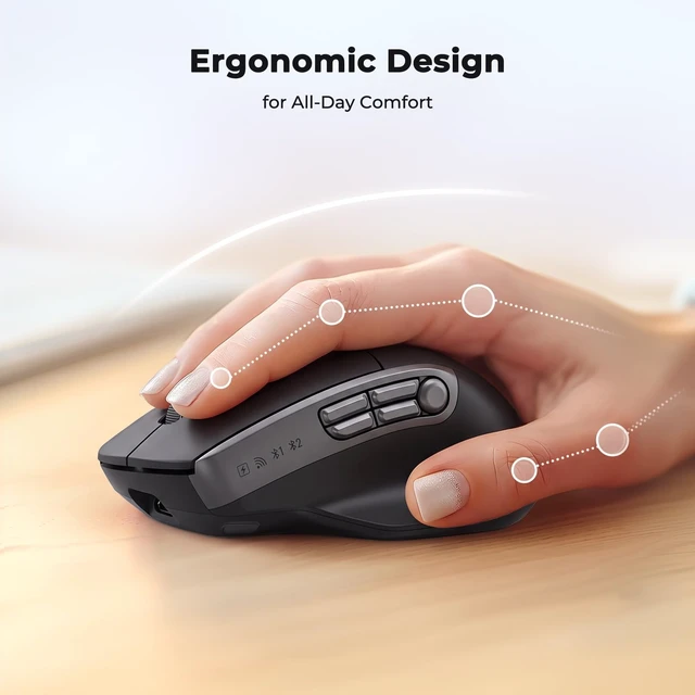 Alt view image 2 of 5 - MEETION Wireless Mouse with 5 Side Buttons, Dual Mode Silent, Black