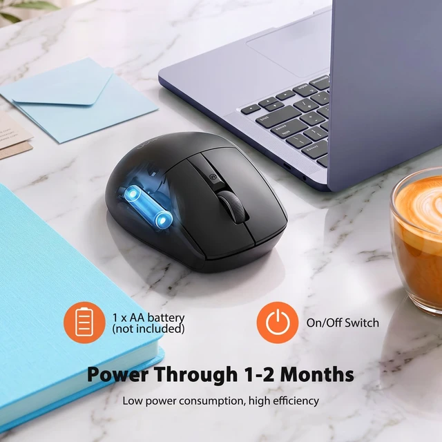 Alt view image 5 of 5 - MEETION Wireless Mouse with 5 Side Buttons, Dual Mode Silent, Black