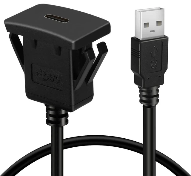 Main image of RIKYJIC USB Male to Female AUX Flush Panel Mount Extension Cable 1 Meters for Car Truck Boat Motorcycle Dashboard (USB Type C Female)