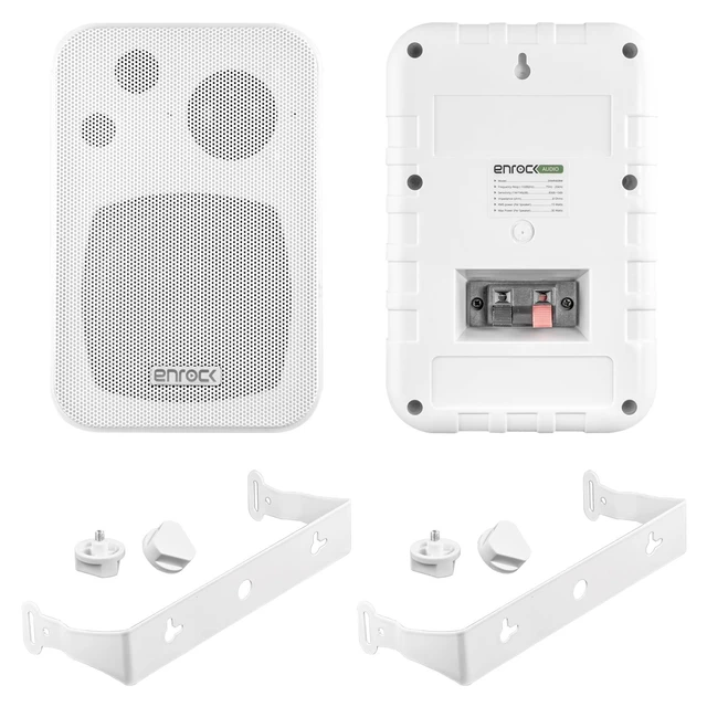 Alt view image 3 of 5 - Enrock Audio EKMR408W 4" 30 Watt Peak Power 3-Way in Door/Out Door Box-Speaker (White, Pair)