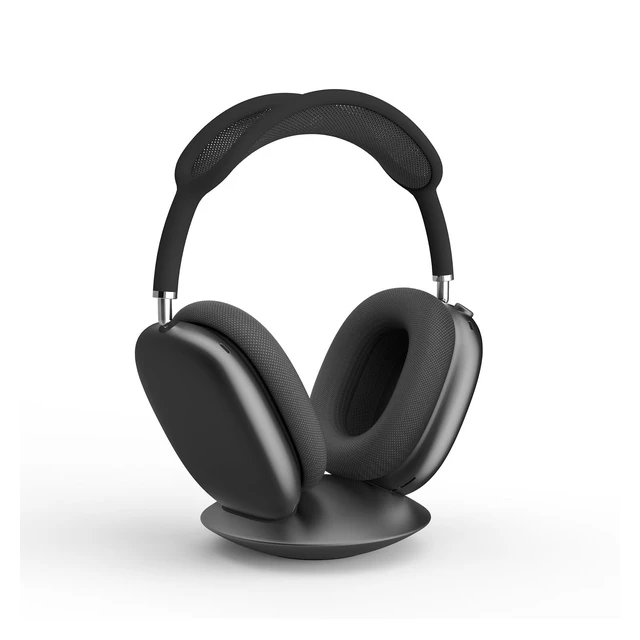 Alt view image 2 of 5 - ELECOGO All-Aluminum Headphone Stand for AirPods Max, Full CNC-Machined Metal Base with Soft Silicone Contact Pad, Futuristic Ring Design, Stable Desktop Display Dock (Gray)